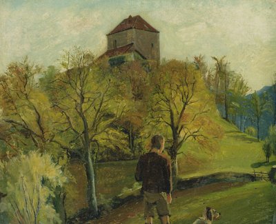 O Zenoburg no Tirol, c. 1831 (óleo sobre papel montado no cartão) de Rudolph Friedrich Wasmann